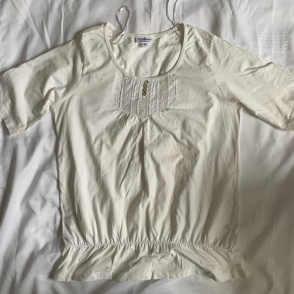 Millers | white cotton short sleeve round neck size 12 top